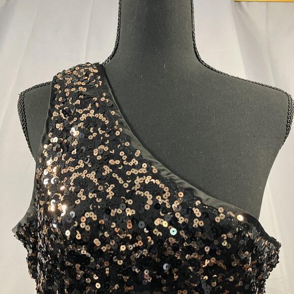 Forever 21 Plus Dress Womens 2X Black Sequin One Shoulder Formal Party Gown - Picture 2 of 12